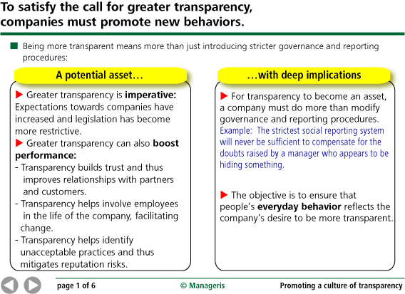 Promoting A Culture Of Transparency - Manageris Synopses